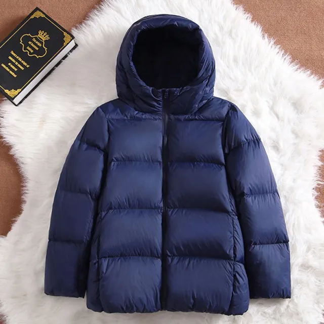 Loose Cotton Padded Jacket Fashion Temperament Hooded Short Thickened Dark Blue - Shop at LoveMi