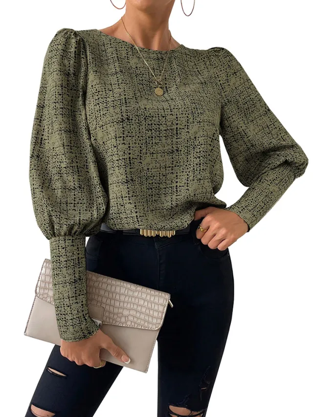 Fashionable Elegant Retro Shirt For Women Green - Shop at LoveMi