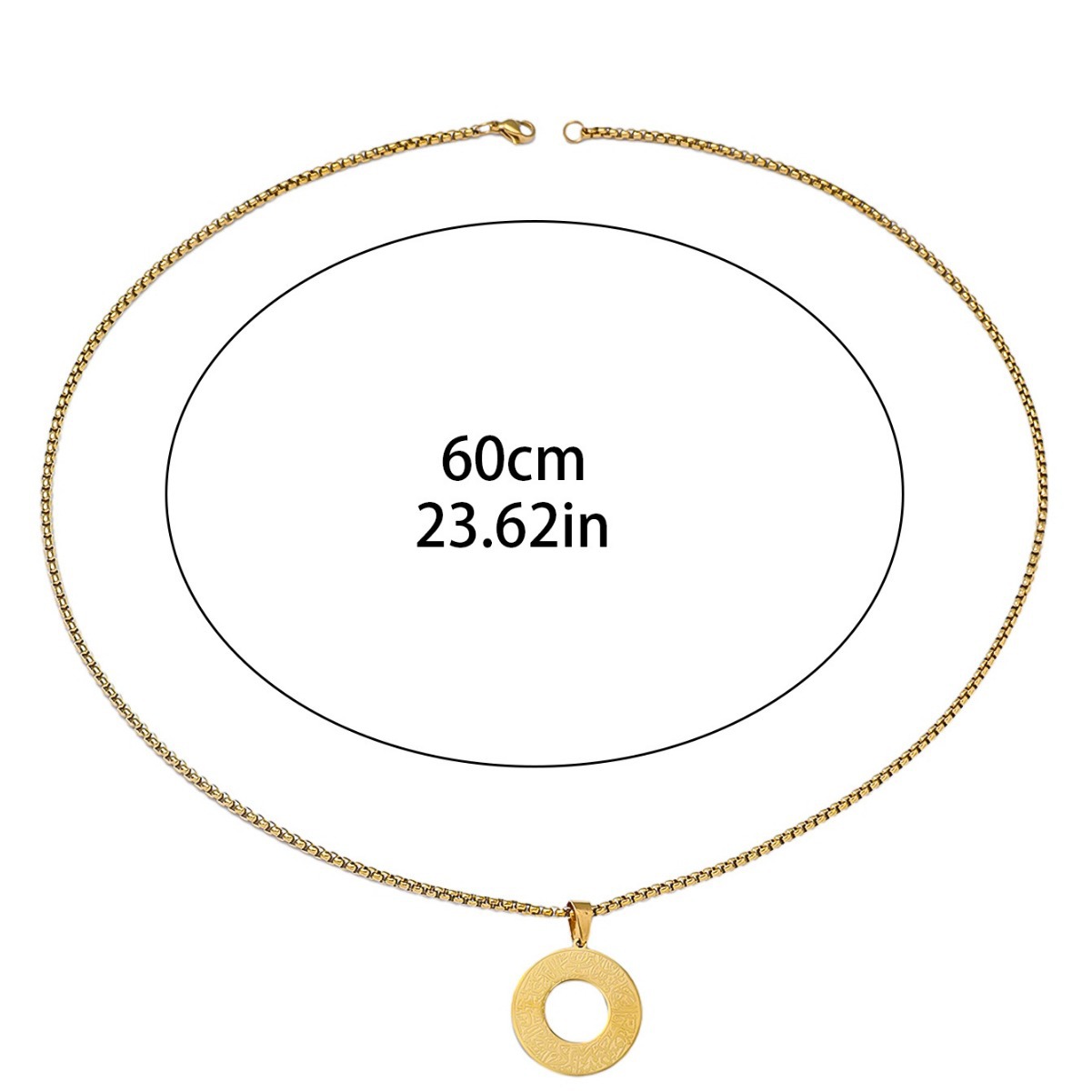 Men's Stainless Steel Round Hollow Pendant Necklace