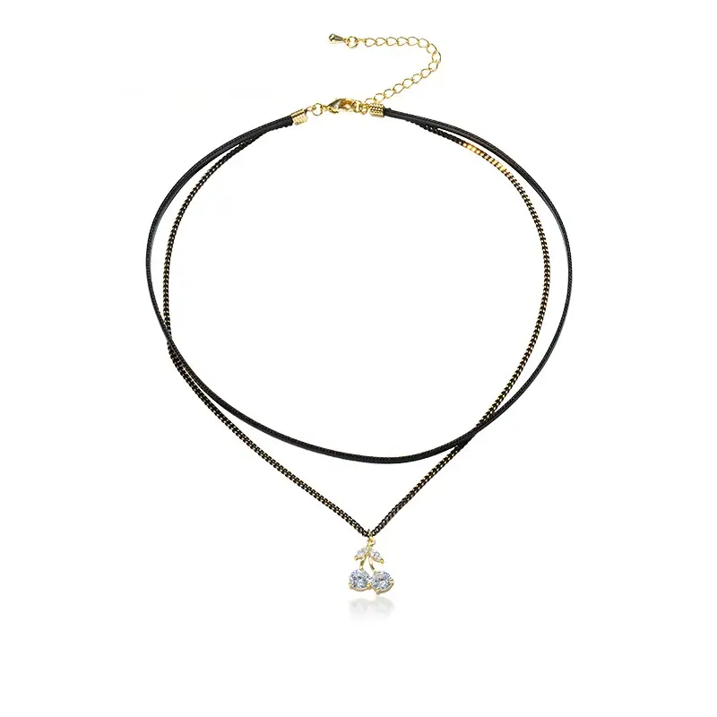 Double Layer Twin Choker Cherry Necklace For Women
