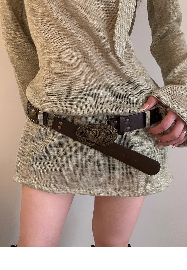 Vintage Style Boho Belt with Flower Design
