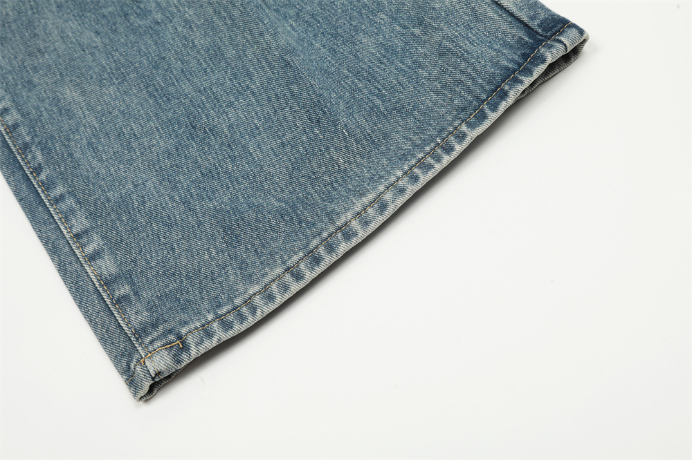 بنطلون جينز رجالي بتصميم كشكش ورباط للخصر