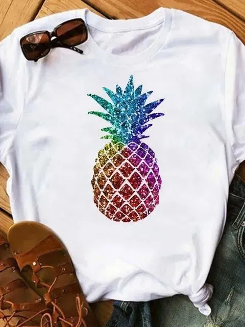 Female T shirt Fashion Pineapple Print Top Bt7966 - Shop at LoveMi