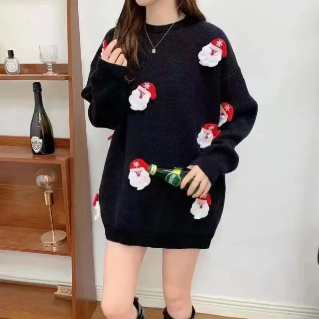 Thicken Lazy Style Loose Pullover Women's Sweater Black - Shop at LoveMi