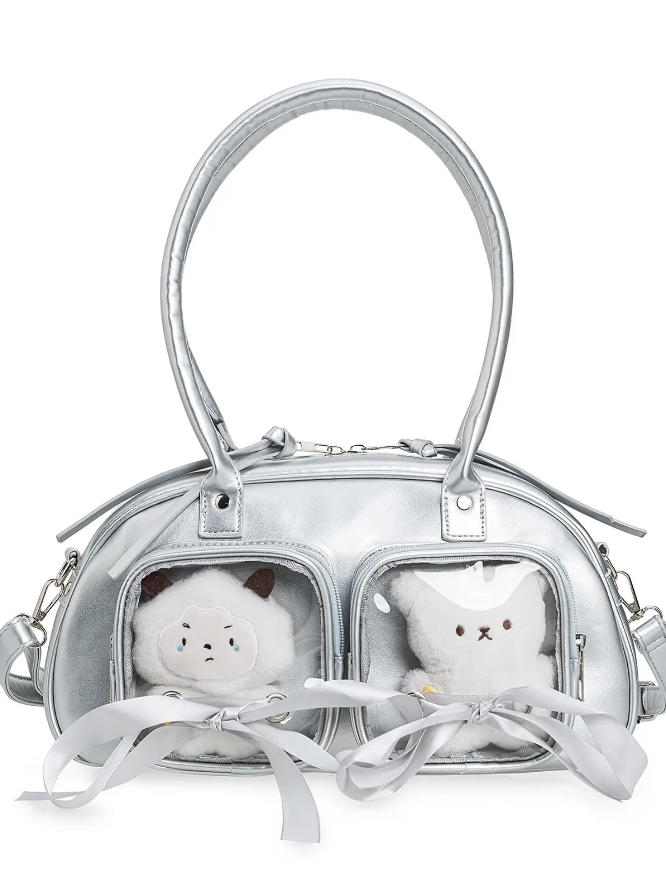 Japanese College Style Two-dimensional Ribbon Bow Transparent Doll Cartoon Backpack