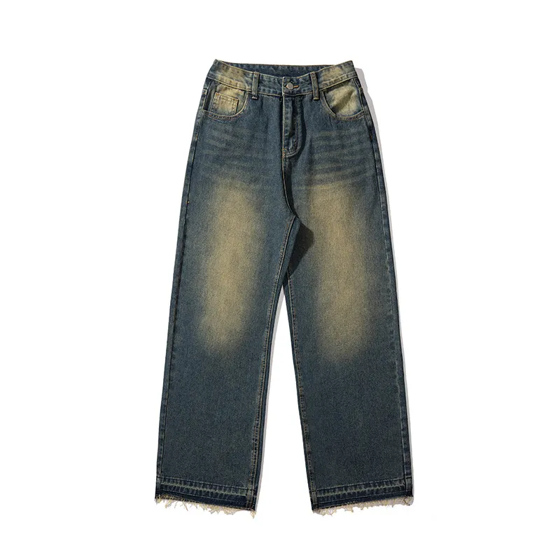 Yellow Mud Men's And Women's Loose American Retro Jeans - Yellow