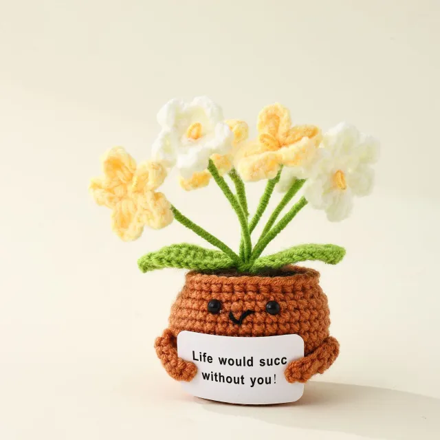 Finished Wool Hand knitted Positive Potato Doll Woven Pot Myosotis Sylvatica Yellow - Shop at LoveMi