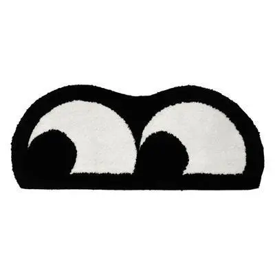Oblique Eye Cartoon Cute Girl Cashmere like Carpet Living Room Bedroom Bedside Hanging Basket Cat Petting Feeling Floor Mat Soft Black - Shop at LoveMi