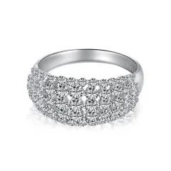 Sterling Silver Female Ring Full Zircon Inlaid Fashion All-match Unique Design - Platinum - View 1