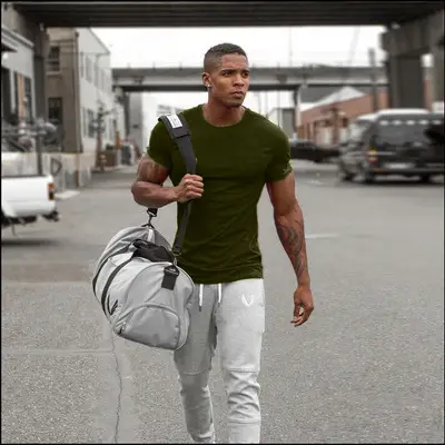 Solid Color Fitness Men's Round Neck Sports Short Sleeve