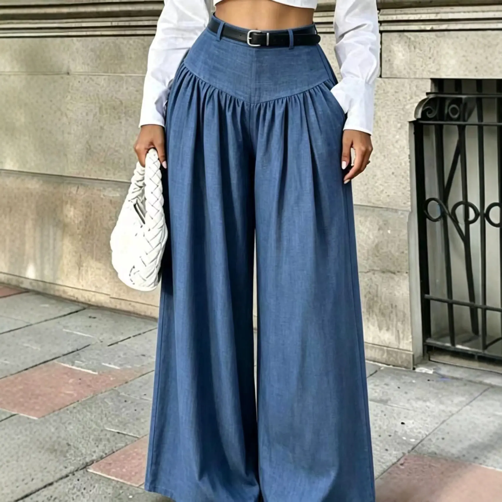 Wide-leg Irregular Long Pants
