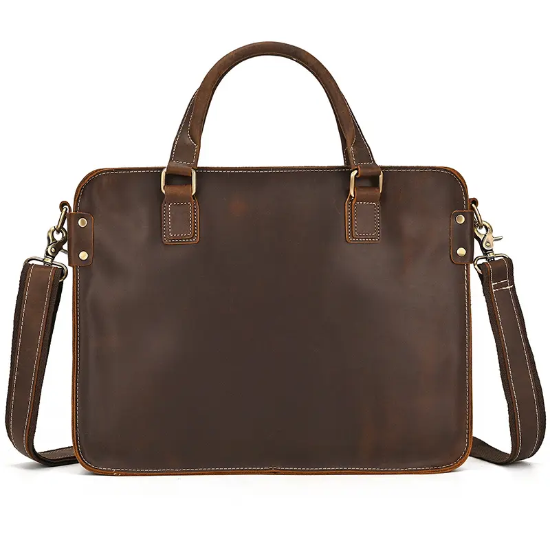 Retro Crazy Horse Leather Briefcase 14-inch Commuter