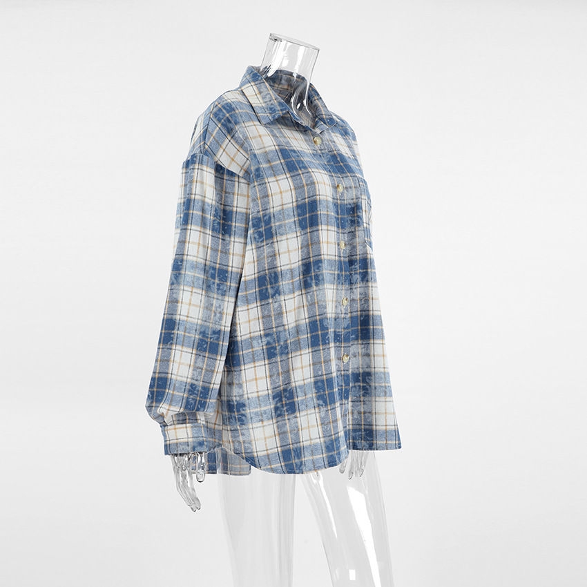 Title 8, Loose Classic Long-sleeved Plaid Polyester-cott...