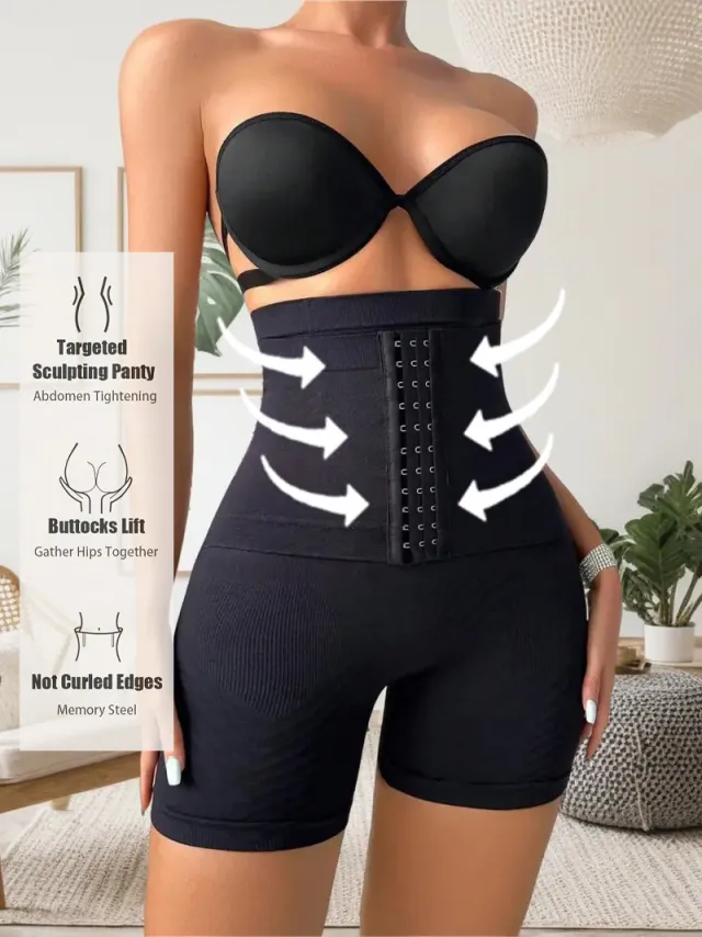 Women's Hip Raise Shaping Pants With Breasted Body Shaping Black - Shop at LoveMi