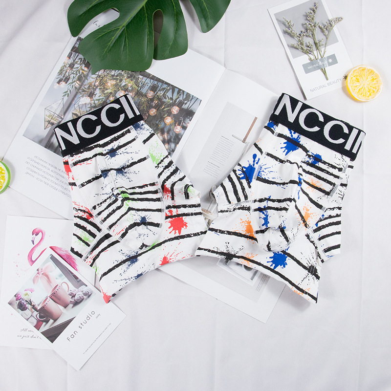 سراويل داخلية رياضية رجالية قطنية بطبعة وخصر منخفض وقابلة للتنفس