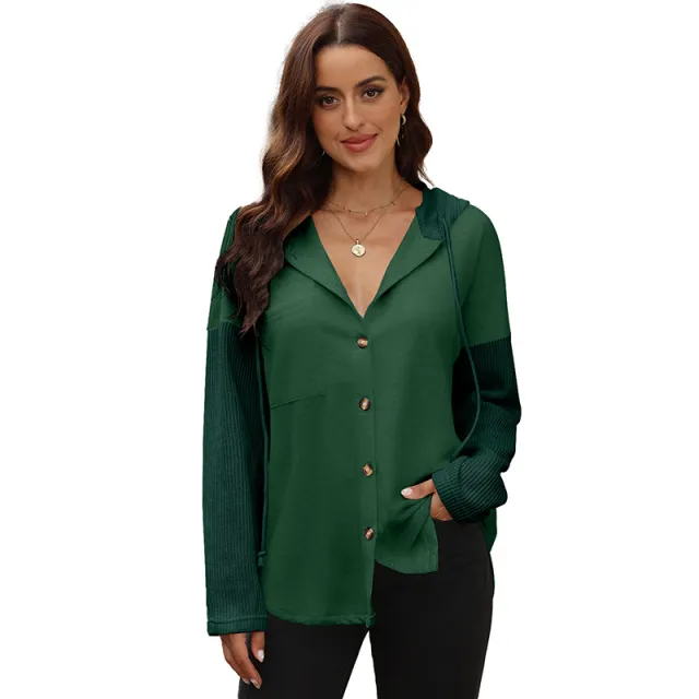 Women's Autumn Leisure All matching Contrast Color Hooded Sweatshirt P309 L - Shop at LoveMi