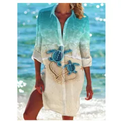 Women's Creative Loose Print Holiday Beach Shirt - Ncs01225061101-M - View 1