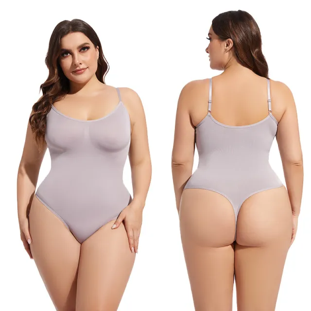 Women's Fashion Simple Seamless Body Shaping Breasted Elastic Jumpsuit Taro Color T Back M - Shop at LoveMi