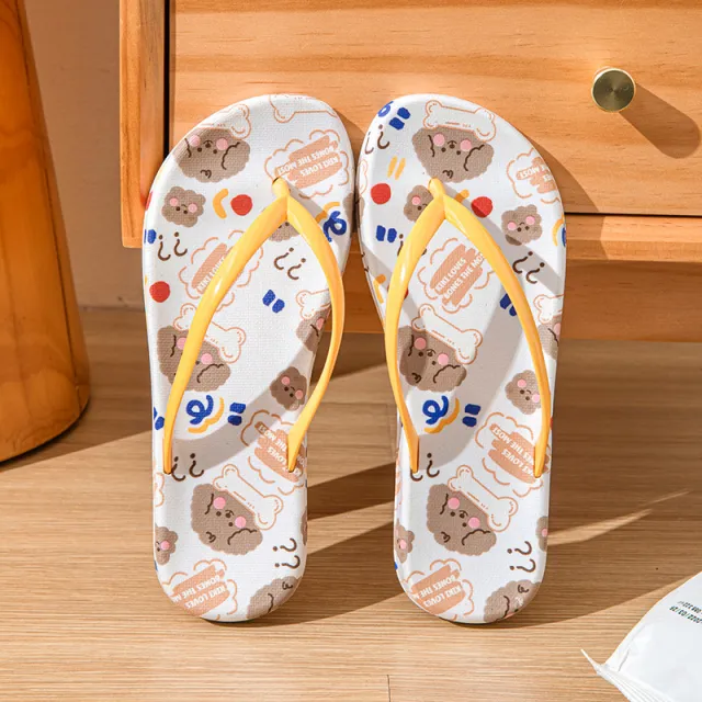 Cartoon Flip flops Women's Summer Outdoor Casual Soft Bottom White - Shop at LoveMi
