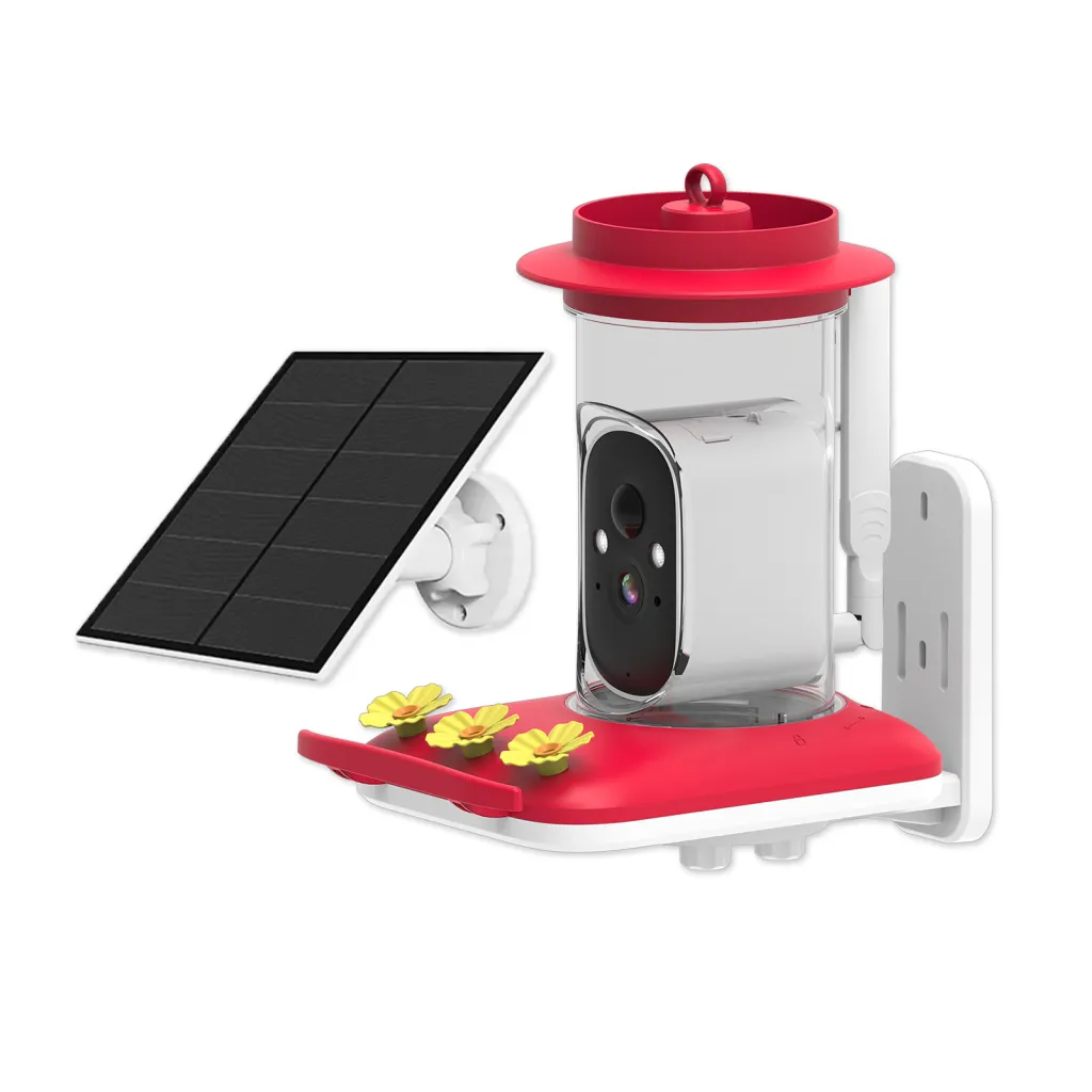 Intelligent Visual Hummingbird Water Feeder 5MP Pixel Outdoor HD - Red