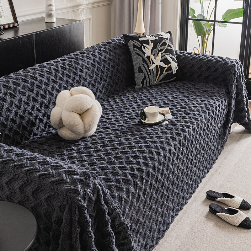 Versatile Plush Cream-Style Solid-Color Sofa Cover