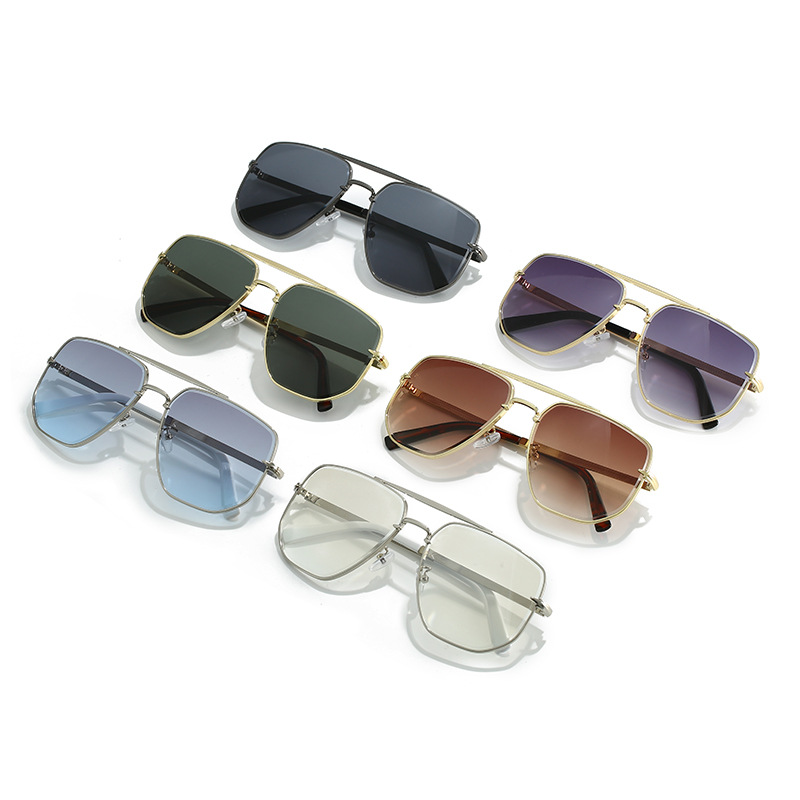 Fashion Square Metal Double Beam Sun Glasses - Image 8