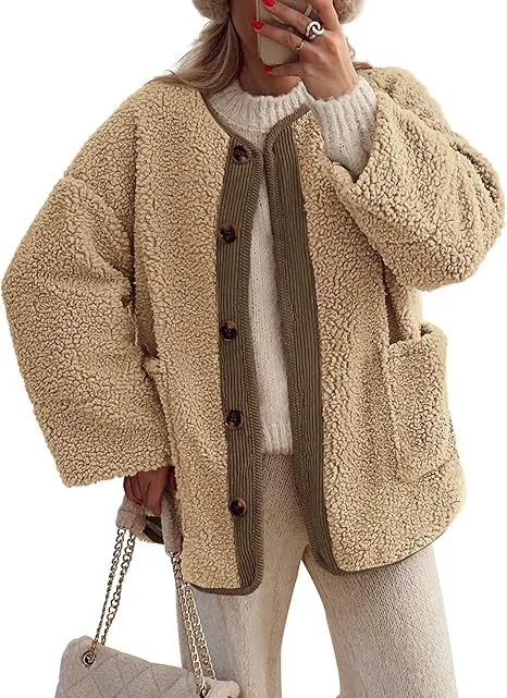 Women's Warm Winter Collarless Jacket Khaki - Shop at LoveMi