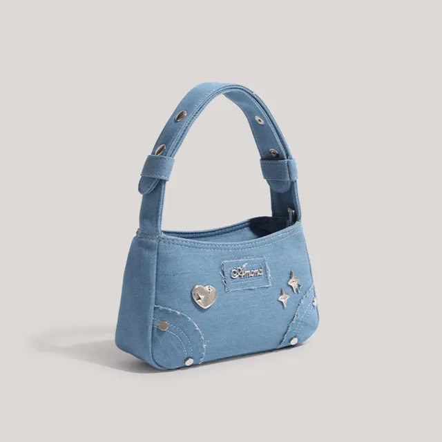 Retro Minority Design Small Handbag Summer New Metal XINGX Denim Blue - Shop at LoveMi