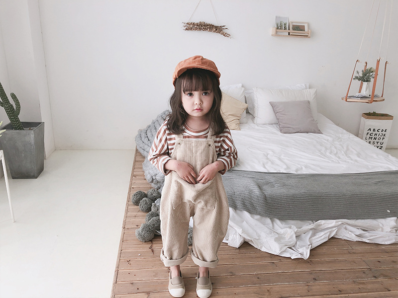 Title 17, Girls Korean Childrens Clothing Corduroy Strap...