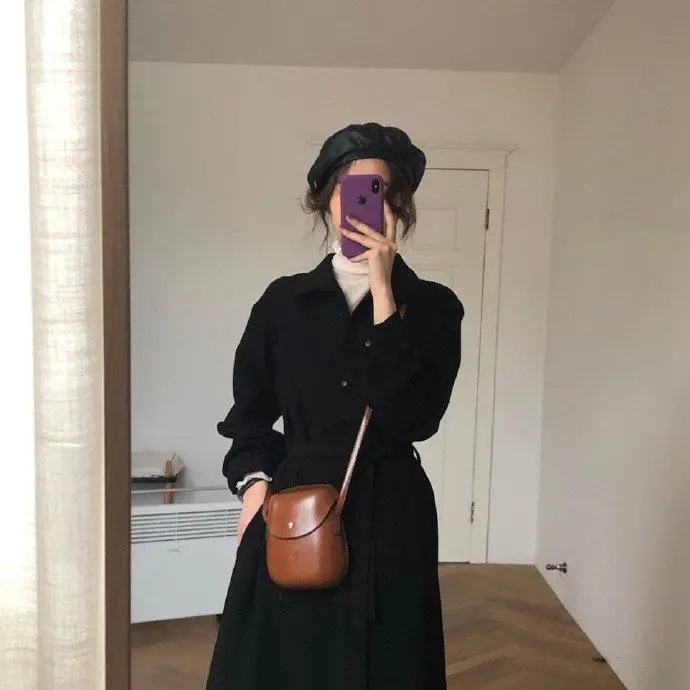 Korean-style Student Shirt Dress Womens Waist-cinching Dress