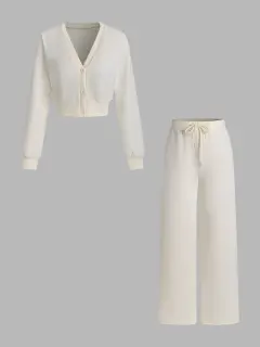 Women's Casual And Comfortable Sports Long-sleeved Button Coat - Apricot - View 1