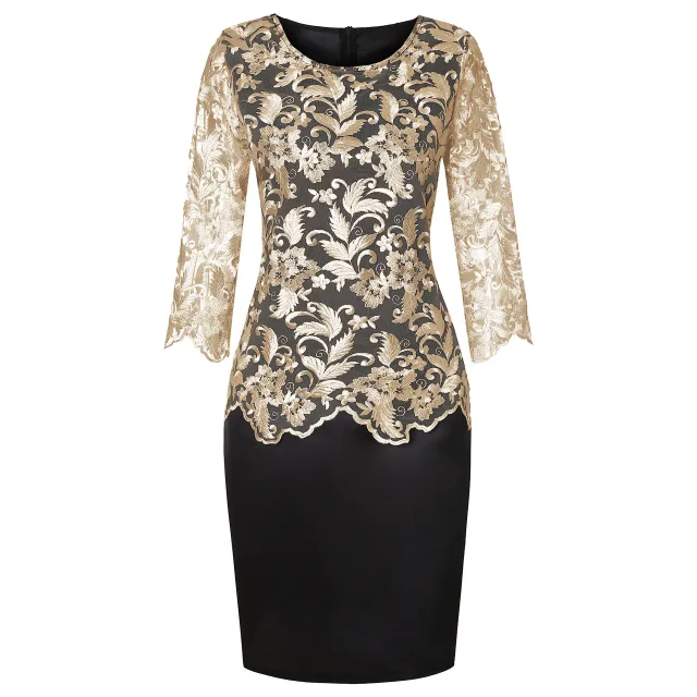 Women's Top Mid sleeve Dress Gown Gold - Shop at LoveMi