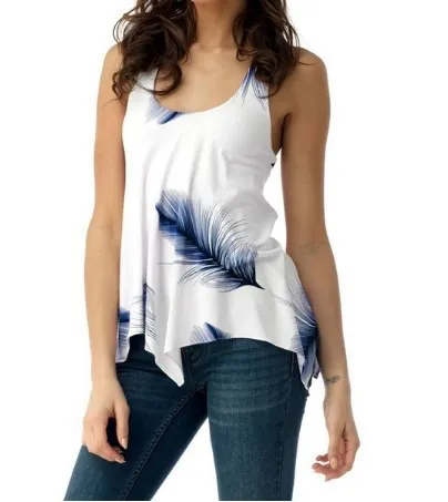 Women's Backless Lace up Leaf Print Top Blue - Shop at LoveMi