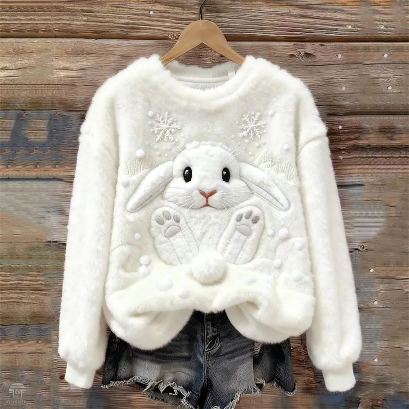 3D Digital Print Pattern Christmas Women's Flannel Sweatshirt - Dz245901Zllcrwh-L