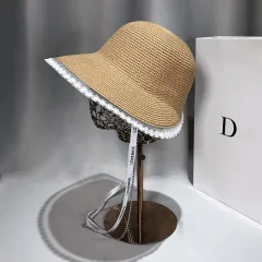 Japanese Minority Straw Hat Women's Summer Lace - Khaki - View 1