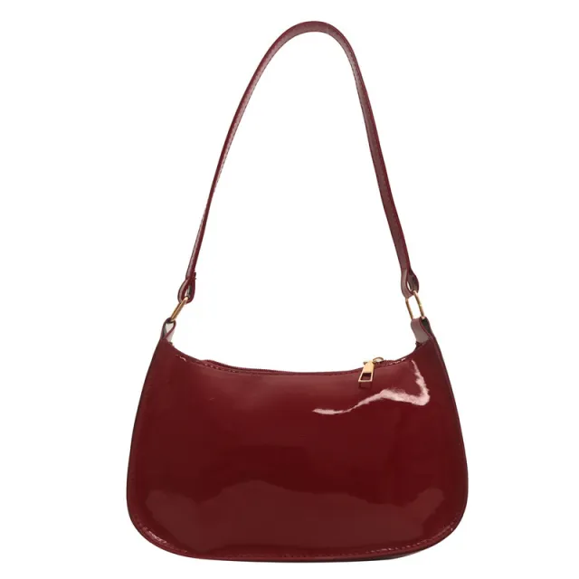 Underarm Bag Women's Portable Patent Leather Solid Color Glossy Crossbody Bag Red - Shop at LoveMi