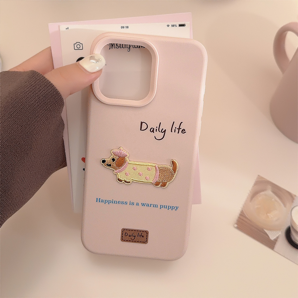 3D Dachshund Silicone Embroidered Phone Case