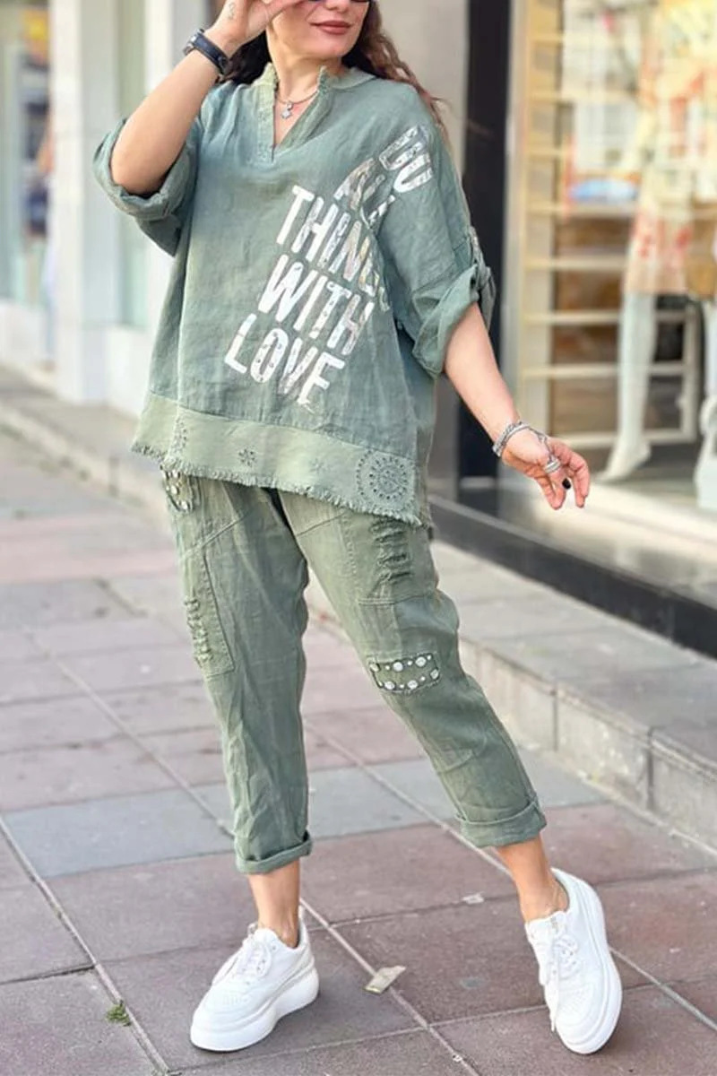 Women's Fashion Half Sleeve T-shirt Printing Suit