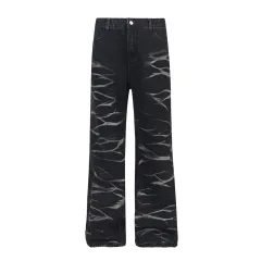 Men's And Women's Punk Hip Hop Casual Wide-leg Straight Pants - Black - View 1
