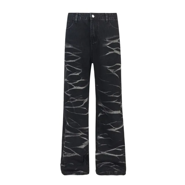 Men's And Women's Punk Hip Hop Casual Wide leg Straight Pants Black - Shop at LoveMi