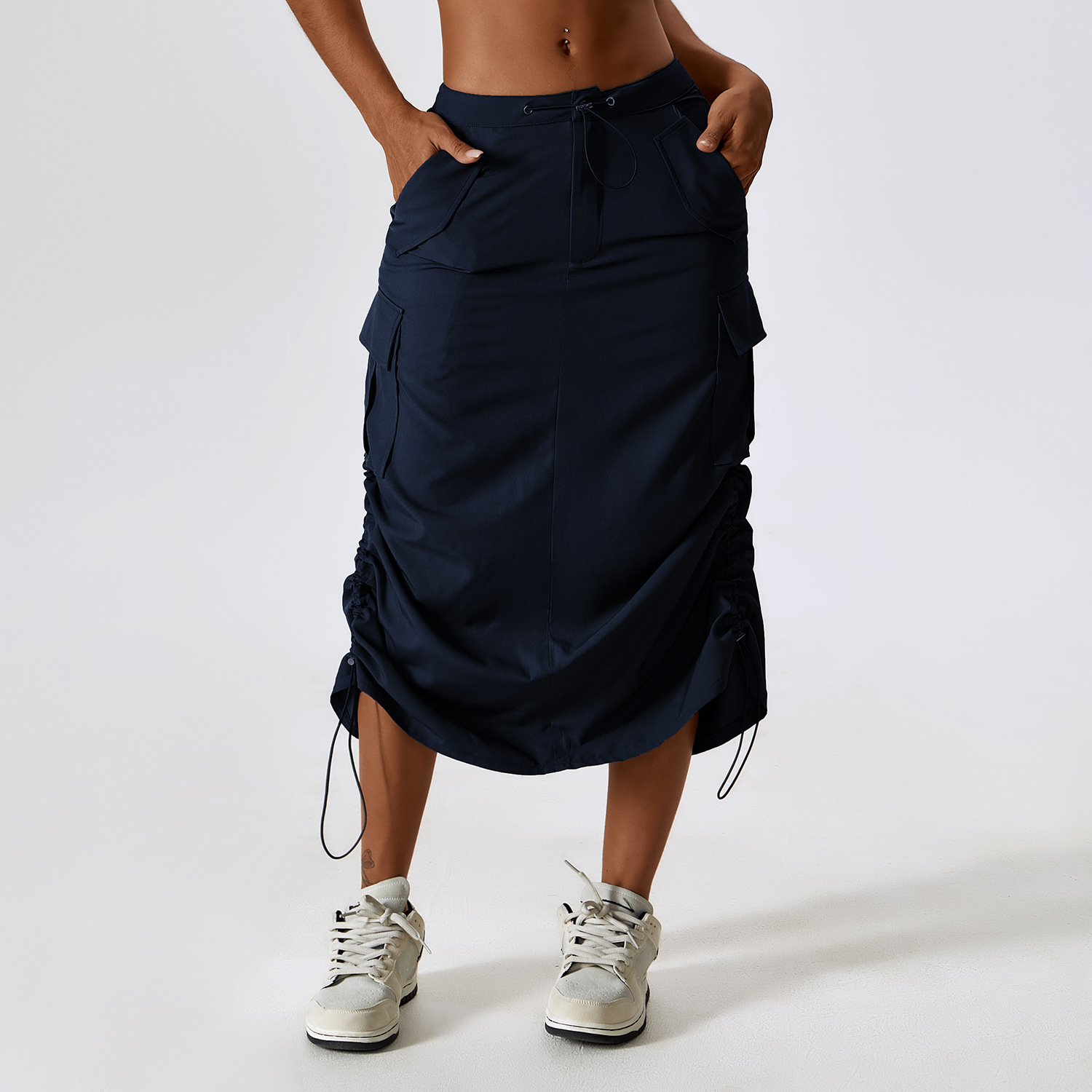 European And American Retro Suit Skirt Waist Sports Casual Skirt Mid-length All-matching Work Clothes Pocket Skirt