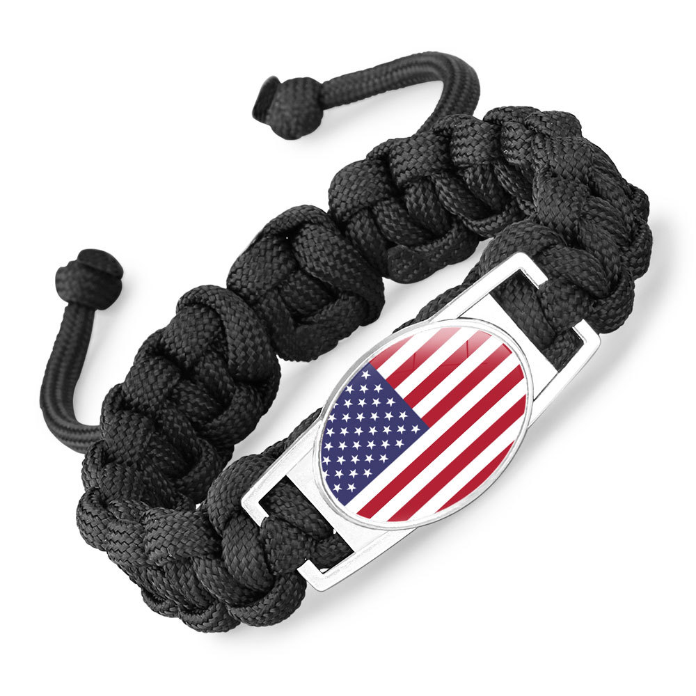 Flag-pattern Woven Adjustable Paracord Bracelet