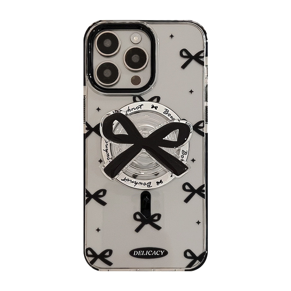 Black Bowknot Magnetic Case Transparent