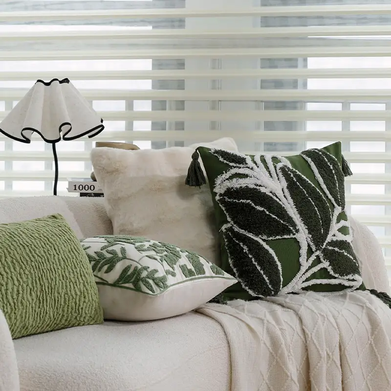 Retro Green Sofa Bedside Throw Pillow