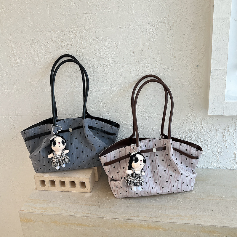 Korean-style Striped Polka-dot Tote Bag For Women New Autumn Winter