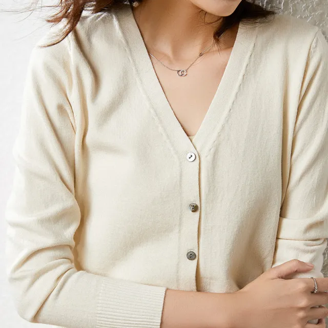 Spring And Summer New V neck Cardigan Loose Plus Size Women's Clothing Light Beige - Shop at LoveMi