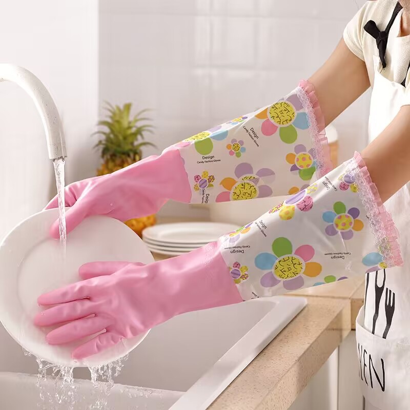 Kitchen And Household Cleaning Waterproof Rubber Gloves 3