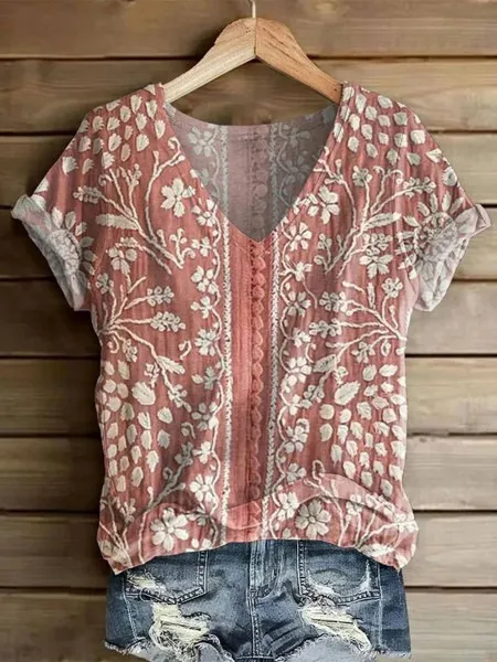 Women's Fashion Printed Short sleeved T shirt Color6 - Shop at LoveMi