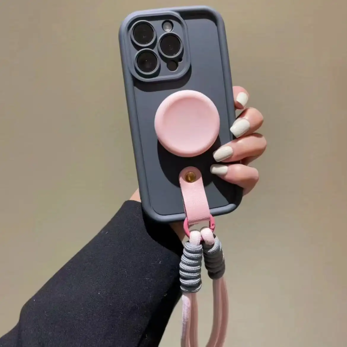 Solid Color Silicone Circular Stand Phone Case