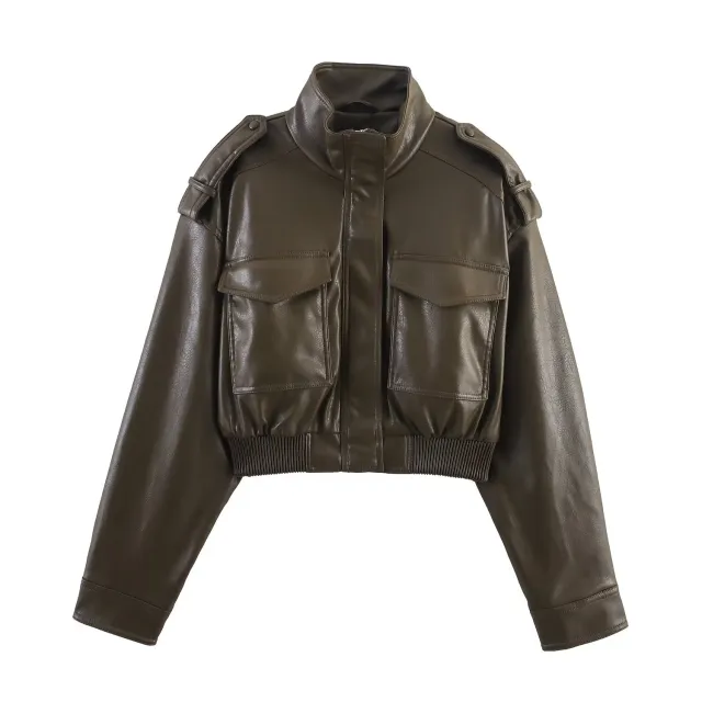 Long Sleeve Slim fit Faux Leather Short Jacket A L - Shop at LoveMi